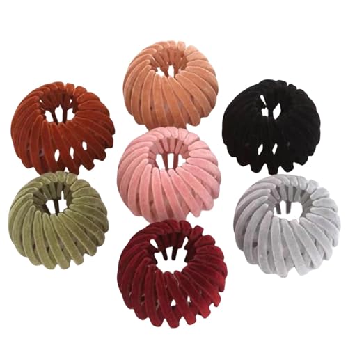 Fruusv Vogelnest Haarnadel - 7x Platte Haarnadel - Pferdeschwanzhalter und Haargummis, Vogelnest Haarspangen, Dutt Maker für Frauen von Fruusv