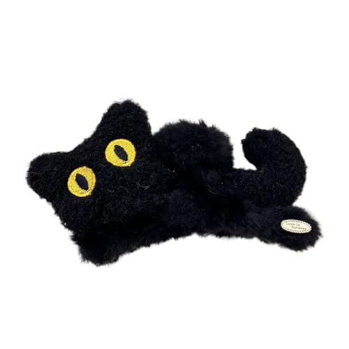 Katzen-Haarspange, niedliche Katzenfellklammern, rutschfester Plüsch-Krallenverschluss für dicke und dünne Wolle, weiche Cartoon-Plüsch-Haarnadel, stabiles und Acrylmaterial, 11 cm, perfekt für Frauen von Fruusv