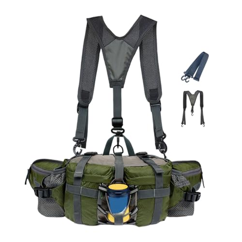Outdoor-Bauchtasche für Camping, stabile Hüfttasche, vielseitig, praktische Hüfttasche für Herren, 29 x 13 x 15 cm, mehrfarbig, Armeegrün, Refer to description, Uni von Fruusv