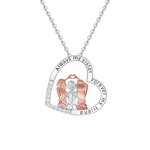 3 Schwester Halskette Geschenke von Schwester Sterling Silber Schwester Halskette Schwester Anhänger Halskette Schmuck Geburtstagsgeschenke für Freund Schwester weiblich Frauen von Fryneauy