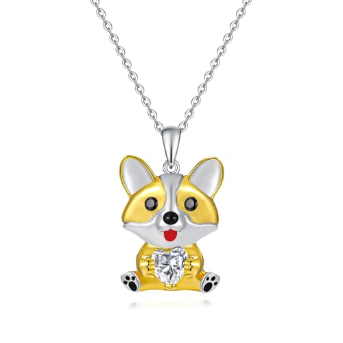 Corgi Anhänger Hund Anhänger 925 Sterling Silber Corgi Halskette Niedlicher Tierschmuck Anhänger Halskette Geschenke für Frauen von Fryneauy