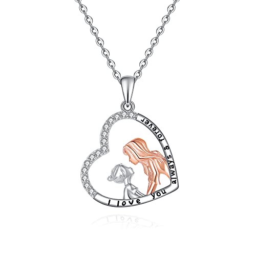 Fryneauy Mutter Tochter Kette 925 Sterling Silber Mutter Anhänger Halskette Schmuck Muttertag Geburtstagsgeschenke für Mutter Mutter Tochter Damen von Fryneauy