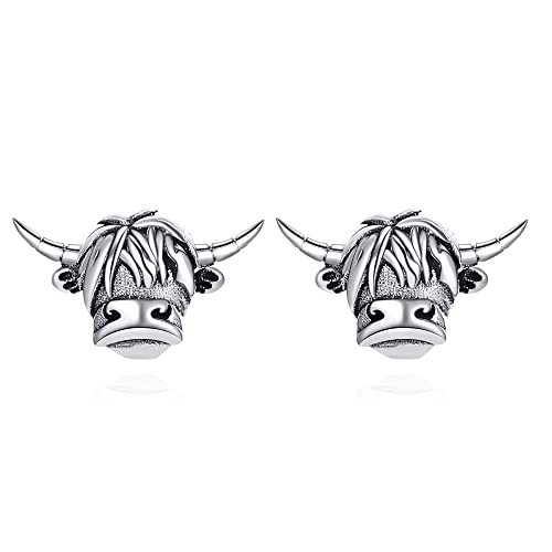 Hochland Kuh Ohrstecker 925 Sterling Silber Hochland Kuh Ohrringe Schmuck Geschenk für Damen Mädchen Schwester Tochter von Fryneauy