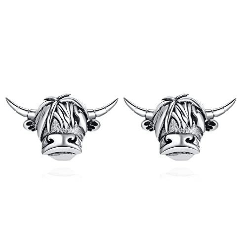 Fryneauy Hochland Kuh Ohrstecker 925 Sterling Silber Hochland Kuh Ohrringe Schmuck Geschenk für Damen Mädchen Schwester Tochter von Fryneauy