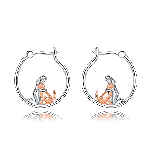 Hund Ohrringe Creolen 925 Sterling Silber Tier Schmuck Geschenk für Frauen Mädchen Mutter Tochter Damen von Fryneauy