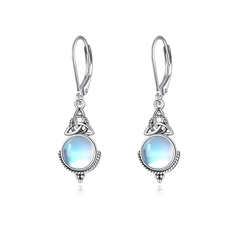 Keltischer Knoten Irischer Mondstein Ohrringe 925 Sterling Silber Mondstein Hängend Ohrringe Ohrhänger Trinity Knot Schmuck für Damen von Fryneauy