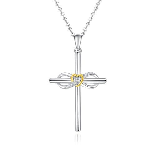 Kreuz Unendlichkeit Anhänger Christentum Geschenke Sterling Silber Kreuz Halskette Anhänger Die christliche Halskette Schmuck Religion Geschenke für Freund Schwester weiblich Frauen von Fryneauy