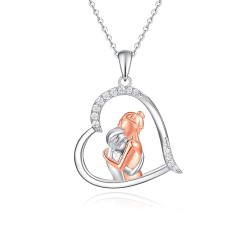 Mutter Geschenke Tochter Halskette 925 Sterling Silber Mutter Schmuck Muttertag Anhänger Geburtstagsgeschenke für Mama Mutter Tochter Frauen von Fryneauy