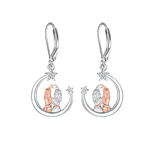 Schwester Ohrringe für Mädchen 925 Sterling Silber Schwester Hängend Ohrringe Ohrhänger Kuh Schmuck Geschenk für Damen von Fryneauy