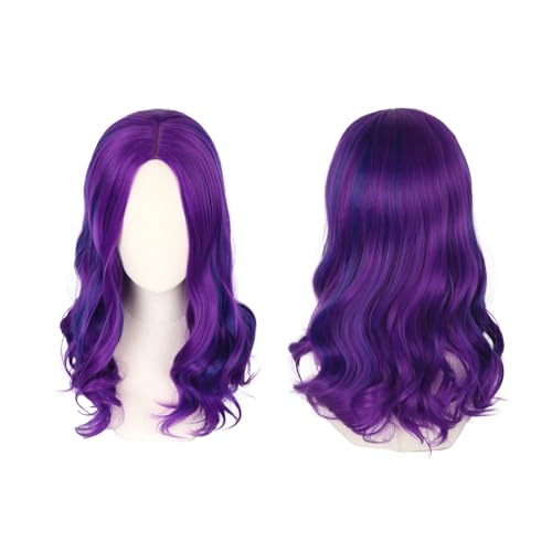 Fsahiuf Frauen Lila Faux Lange Lockige Haare Große Wellige Locken 19.69 Zoll Synthetische Perücke Jeden Tag Party Anime Cos Perücke Maskerade Party Halloween Perücken von Fsahiuf