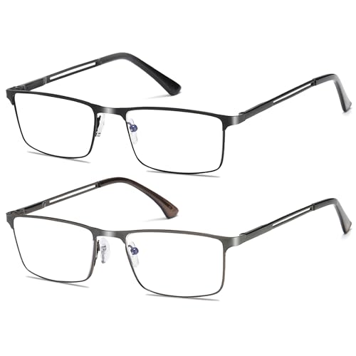 Fsread 2 Pack Lesebrille Herren Blaulichtfilter mit Federscharnieren Rectangular Reader Full Frame Ultraleicht Metallrahmen +2.75 Fsread 2 Pack Lesebrille Herren Blaulichtfilter mit Federscharnieren Rectangular Reader Full Frame Ultraleicht Metallrahmen +2.75 von Fsread