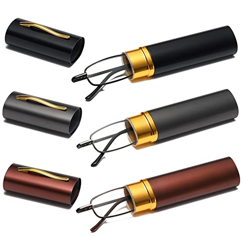 Fsread Kleine tragbare Lesebrille Herren Anti-Blaulicht Mini Kompakt Stift Lesegerät leicht, 3er-Pack +3.25 von Fsread