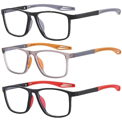 Lesebrillen Herren 3er Set Sportliches Design, Bequeme und flexible Leichte Blaulichtblockierende Lesehilfe für Herren +2.0 von Fsread