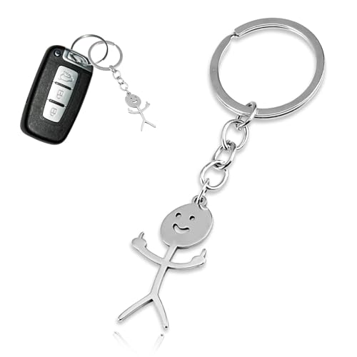 Schlüsselanhänger lustiger Skelett Smiley kleiner Mann Gebärdensprache Schlüsselanhänger Witzig Finger Medium Stickman Niedliche Trend Tasche Auto Schlüssel Anhänger Handgefertigt Geschenk von Fsttre
