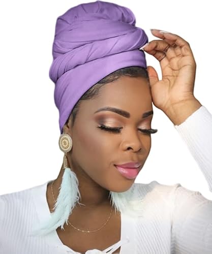 Ftoronaly Kopfbandagen für schwarze Frauen, Hijab-Schals, große muslimische Headwraps Stretch-Haarband, Lavendel-Kopfbandage, Hijab, 1 Count (Pack of 1) von Ftoronaly