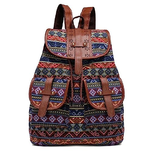 FuBESk Vintage Print Ethnischer Rucksack Für Frauen Mädchen Schule Kordelzug Bohemia Reiserucksack von FUBESK