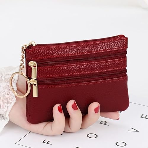 Mode Frauen PU Münze Karte Brieftasche für Schlüssel Pouch Kleine Münze Geldbörse Reißverschluss Tasche Ändern Tasche, rot von FuBESk