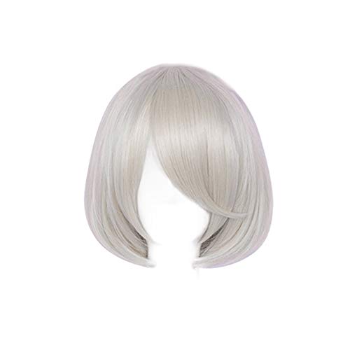 FuHouse 30cm Lolita kurze Bob Perücke Halloween Cosplay Anime Perücke Beige Silber Perücke von FuHouse