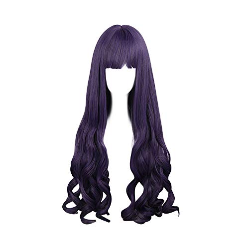 FuHouse 80cm Violett Schulter Länge welliges Haar Perücke mit Pony Halloween Cosplay Anime Perücke FuHouse 80cm Violett Schulter Länge welliges Haar Perücke mit Pony Halloween Cosplay Anime Perücke von FuHouse