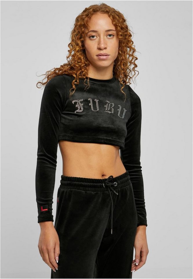 Fubu Longsleeve Fubu Damen FW224-018-1 Old English Rhinestone Velours LS black (1-tlg) von Fubu