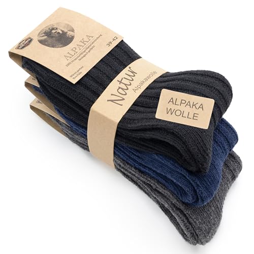 Fuchs Camper NEU 85% Alpaka Wolle Dicke 3 Paar Alpaka Socken Wollsocken Herren Damen Wintersocken von Fuchs Camper