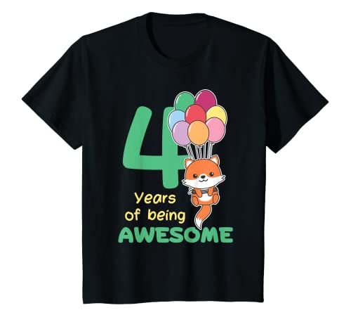 Kinder Fuchs zum 4. Geburtstag für Kinder vier Jahre alt Fuchs T-Shirt Kinder Fuchs zum 4. Geburtstag für Kinder vier Jahre alt Fuchs T-Shirt von Fuchs Geburtstags Geschenk süße Tiere