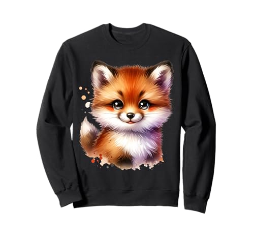 Kawaii Fuchs Tiermotiv für Kinder süßes Cartoon Design Sweatshirt von Fuchs Kinder Tiere Cartoon Kawaii