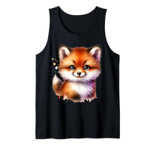 Kawaii Fuchs Tiermotiv für Kinder süßes Cartoon Design Tank Top von Fuchs Kinder Tiere Cartoon Kawaii