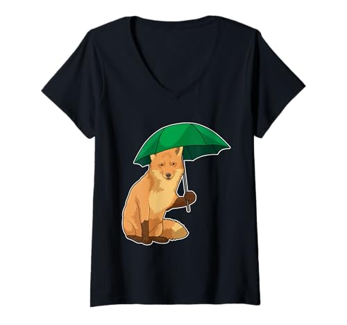 Damen Fuchs Regenschirm T-Shirt mit V-Ausschnitt Damen Fuchs Regenschirm T-Shirt mit V-Ausschnitt von Fuchs Regenschirm