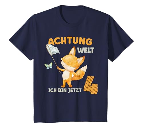 Kinder Geburtstagsshirt 4 Jahre Junge Mädchen Fuchs Ich bin Vier T-Shirt von Fuchs Shirts zum 4. Geburtstag