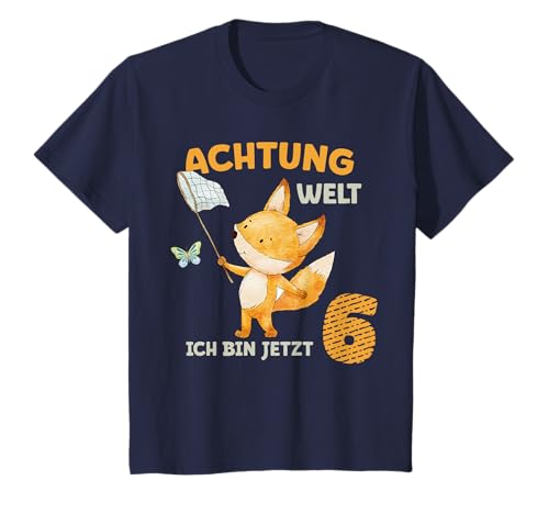 Kinder Geburtstagsshirt 6 Jahre Junge Mädchen Fuchs Ich bin Sechs T-Shirt von Fuchs Shirts zum 6. Geburtstag