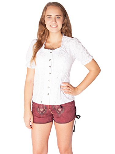 Fuchs Damen Trachtenbluse weiß mit Lochmuster (34) von Fuchs Trachtenmoden