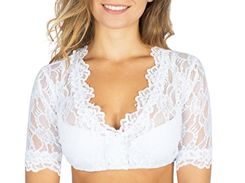 Dirndlbluse mit Spitze weiß Spitzendirndlbluse (L, weiß) von Goldschmidt Trachten