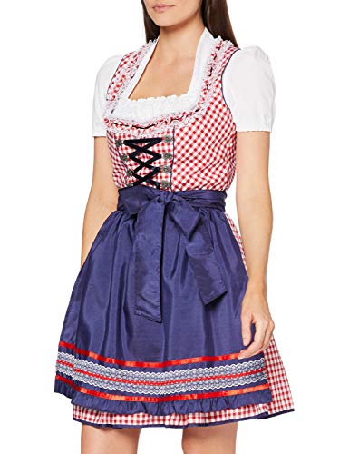 Fuchs Trachtenmoden Damen Dirndl, Mini, Kariert, Gr. 46, Mehrfarbig (rot/blau) von Fuchs Trachtenmoden