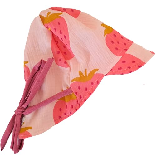 Fuchs & Kiwi Baby Sommerhut Musselin – UV-Schutz 50+ & atmungsaktiv – Mitwachsend – 100% Baumwolle – Öko-Tex – Sonnenhut Baby – Handmade in Berlin (DE/NL/SE/PL, Alphanumerisch, S, Erdbeeren) von Fuchs & Kiwi