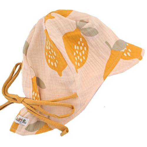 Fuchs & Kiwi Baby Sommerhut Musselin – UV-Schutz 50+ & atmungsaktiv – Mitwachsend – 100% Baumwolle – Öko-Tex – Sonnenhut Baby – Handmade in Berlin (DE/NL/SE/PL, Alphanumerisch, S, Zitronentraum) von Fuchs & Kiwi