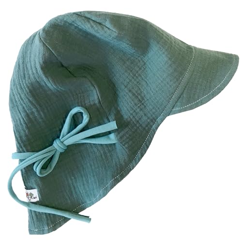 Fuchs & Kiwi Baby Sommerhut Musselin – UV-Schutz 50+ & atmungsaktiv – Mitwachsend – 100% Baumwolle – Öko-Tex – Sonnenhut Baby – Handmade in Berlin (DE/NL/SE/PL, Alphanumerisch, XS, Uni altmint) von Fuchs & Kiwi