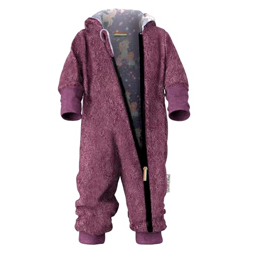 Fuchs & Kiwi Walkoverall Baby (Flieder mit Einhörner, 62-68) Natur Schurwolle & Jersey Futter – Öko-Tex, Hautfreundlich – Handmade in Berlin – Wollwalk Overall Baby & Kleinkind – Winter & Herbst von Fuchs & Kiwi