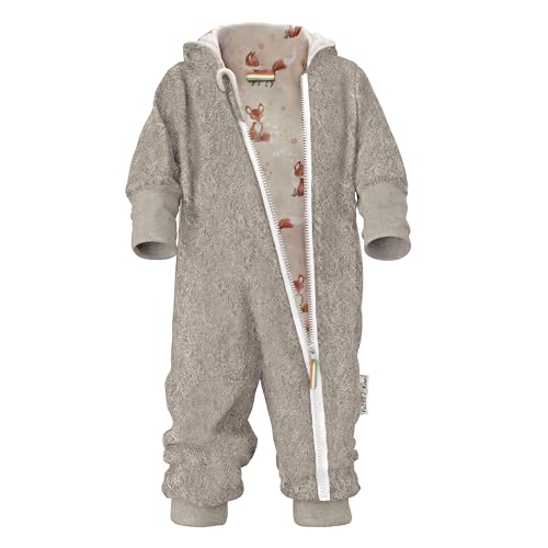 Fuchs & Kiwi Walkoverall Baby (Sand mit Fuchsi creme, 68-74) Natur Schurwolle & Jersey Futter – Öko-Tex, Hautfreundlich – Handmade in Berlin – Wollwalk Overall Baby & Kleinkind – Winter & Herbst von Fuchs & Kiwi