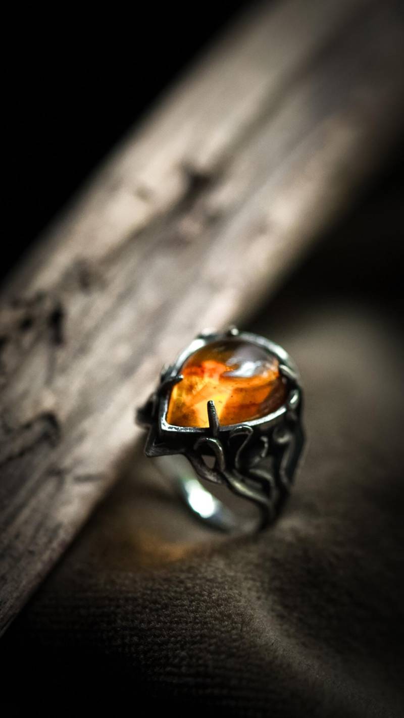 Elfen Ring Mit Feuer Bernstein - Gefertigt Aus 925 Sterling Silber Elfen Ring Mit Feuer Bernstein - Gefertigt Aus 925 Sterling Silber von FuchsfeuerOfficial