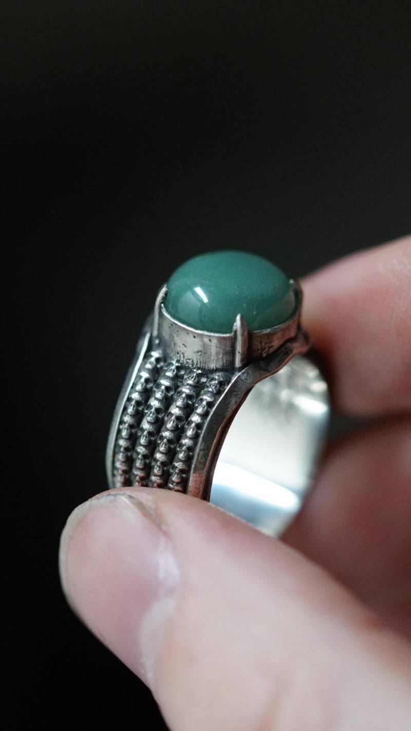 Untoter Totenkopf Ring Mit Aventurin - Gefertigt Aus 925 Sterling Silber von FuchsfeuerOfficial