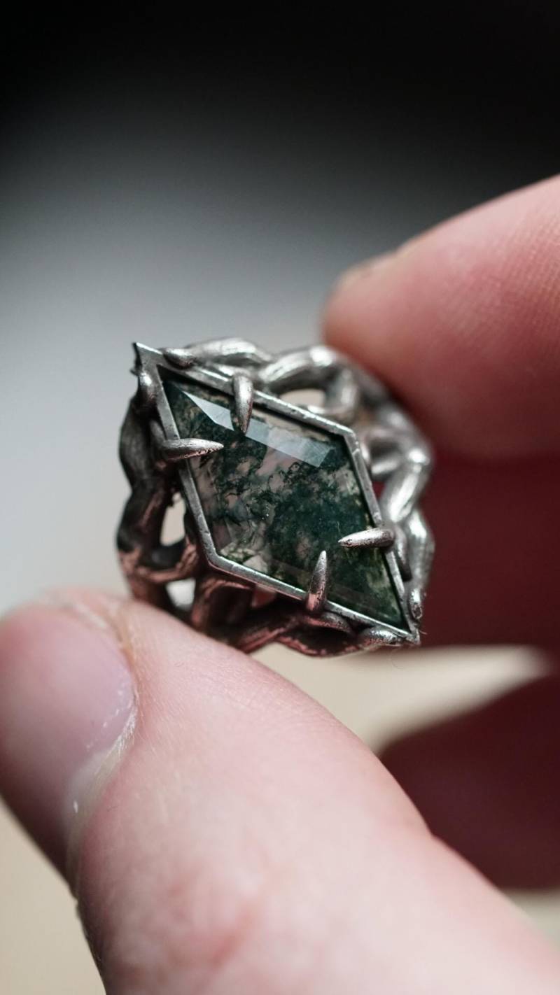 Wurzel Ring Mit Moosachat - Gefertigt Aus 925 Sterling Silber Wurzel Ring Mit Moosachat - Gefertigt Aus 925 Sterling Silber von FuchsfeuerOfficial