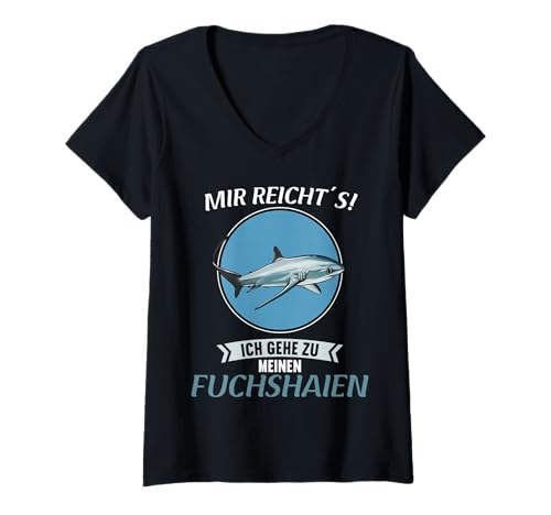 Damen Fuchshaie Fuchshai T-Shirt mit V-Ausschnitt Damen Fuchshaie Fuchshai T-Shirt mit V-Ausschnitt von Fuchshaie Fuchshai Tier Shop