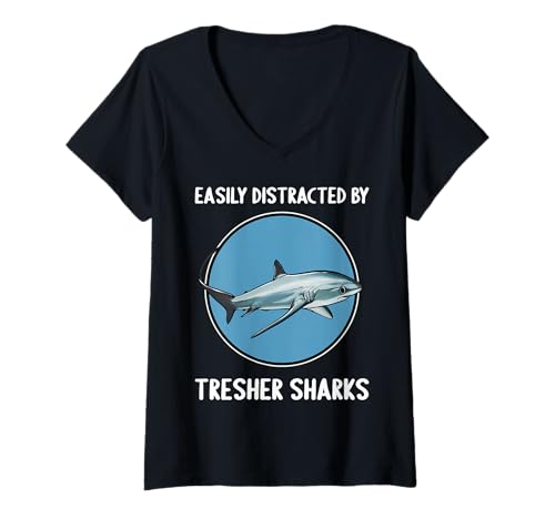 Damen Fuchshaie Fuchshai T-Shirt mit V-Ausschnitt Damen Fuchshaie Fuchshai T-Shirt mit V-Ausschnitt von Fuchshaie Fuchshai Tier Shop