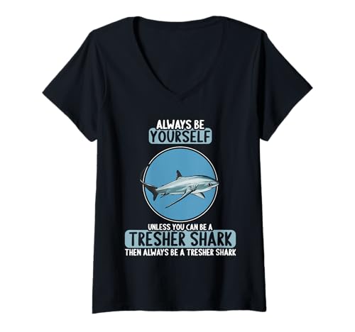 Damen Fuchshaie Fuchshai T-Shirt mit V-Ausschnitt Damen Fuchshaie Fuchshai T-Shirt mit V-Ausschnitt von Fuchshaie Fuchshai Tier Shop