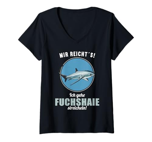 Damen Fuchshaie Fuchshai T-Shirt mit V-Ausschnitt Damen Fuchshaie Fuchshai T-Shirt mit V-Ausschnitt von Fuchshaie Fuchshai Tier Shop
