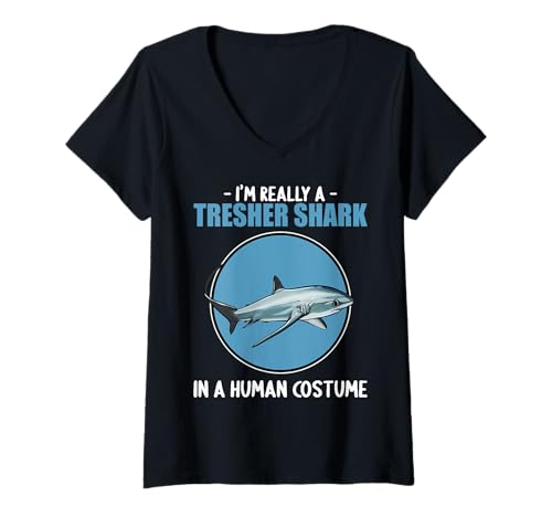 Damen Fuchshaie Fuchshai T-Shirt mit V-Ausschnitt Damen Fuchshaie Fuchshai T-Shirt mit V-Ausschnitt von Fuchshaie Fuchshai Tier Shop