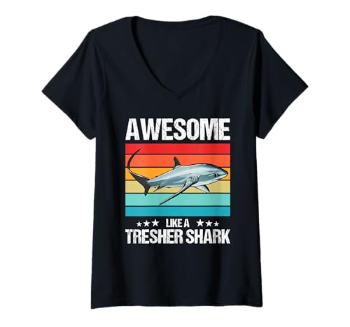 Damen Fuchshaie Fuchshai T-Shirt mit V-Ausschnitt Damen Fuchshaie Fuchshai T-Shirt mit V-Ausschnitt von Fuchshaie Fuchshai Tier Shop