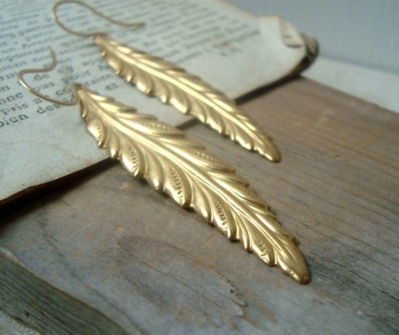 Große Feder-Ohrringe Aus Messing. Ohrhänger, Boho-Stil, Boho Schmuck, Statement Ohrringe, Natur Inspiriert, Messing Schmuck Geschenke Unter 40 Große Feder-Ohrringe Aus Messing. Ohrhänger, Boho-Stil, Boho Schmuck, Statement Ohrringe, Natur Inspiriert, Messing Schmuck Geschenke Unter 40 von FuchsiaBloomStudio
