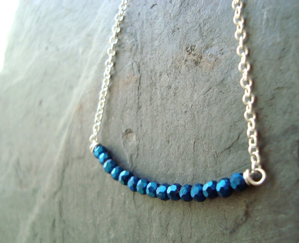 Schillernde Blaue Kristall Halskette Silber Kette Urlaub Schmuck von FuchsiaBloomStudio